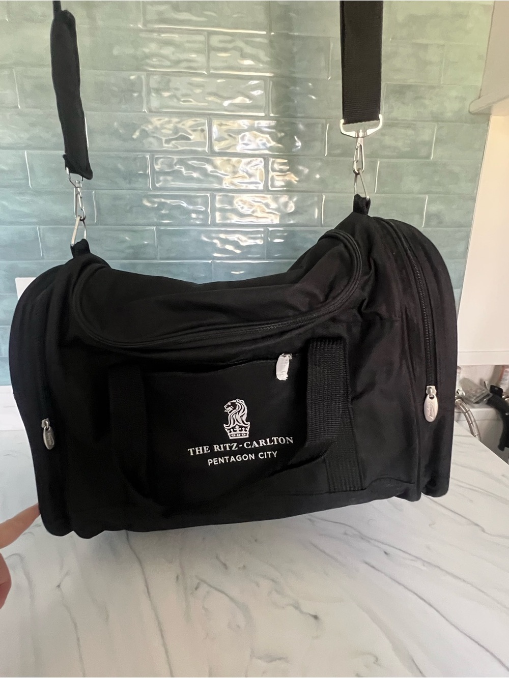 NWT Black Duffle Bag with logo for Ritz Carlton Pentagon City